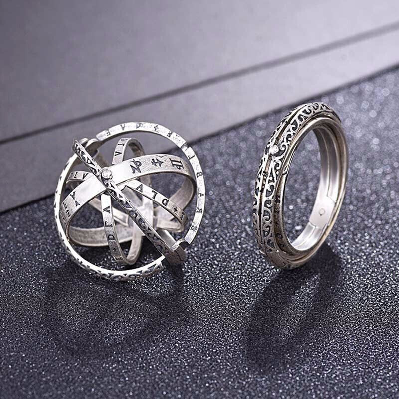 Metamorphic Astronomical Ball Ring for Men and Women Reversed Metamorphic Cosmic Ball Ring Retro Style Couple Necklace Jewelry