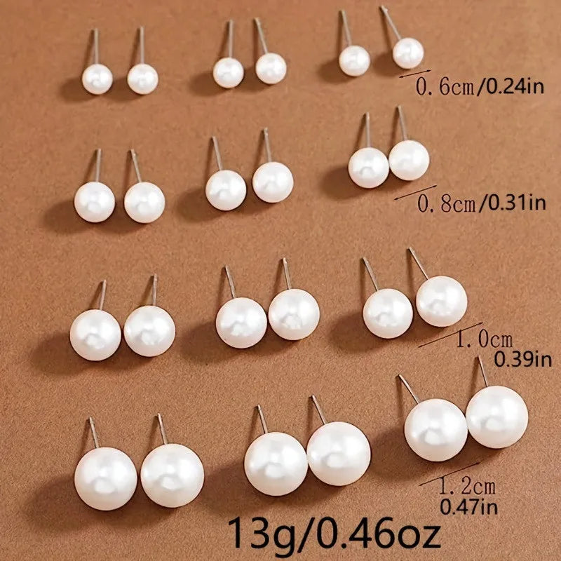 YOBEST 2024 New White Simulated Pearl Earrings Set For Women Big Small Ball Stud Ear Wedding Jewelry Brincos Bijoux