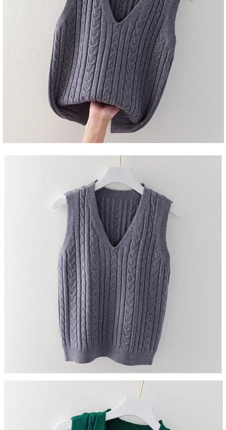 Knitwear Women's Fashion sweater vest Spring Autumn Style Outer Loose Sleeveless Undershirt Sweater Vest Women top