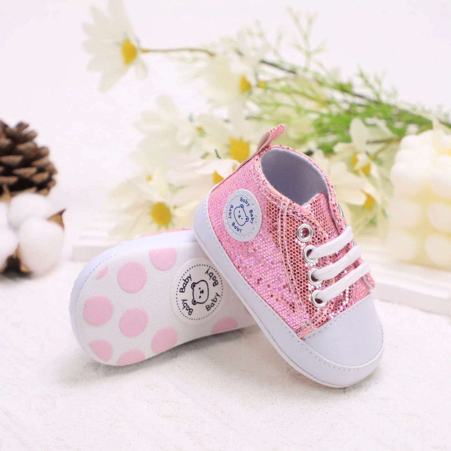 Trendy Comfortable Sequin Sneakers For Baby Boys, Lightweight Non Slip Shoes For Indoor Outdoor Walking, Spring And Autumn