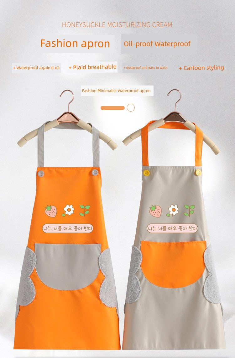 For Home Kitchen Apron Waterproof Oil-Proof Female Fashion K-style For Home Kitchen Oil-Proof For Home Overclothes Apron Female