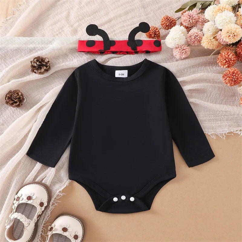 Newborn Baby Girl Halloween Outfit Long Flying Sleeve Romper Bee Suspender Skirt Dress Cute Baby Girl Fall Winter Clothes