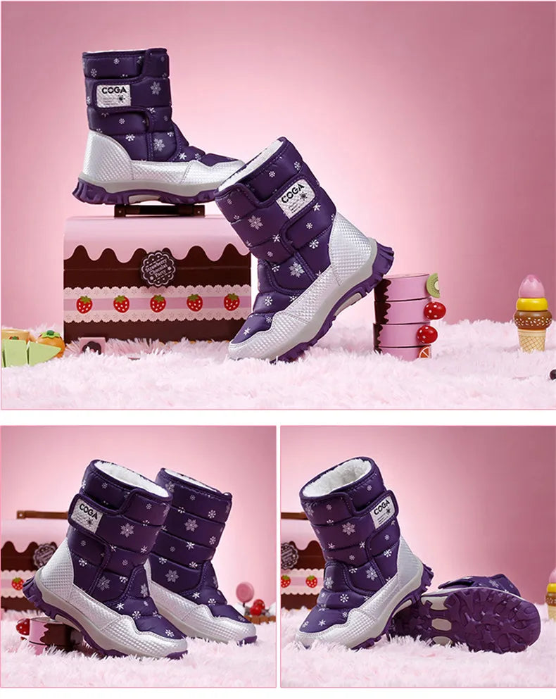 2022 Style Kids Snow Boot Winter Warm Fur Antiskid Outsole Plus Size 27 To 38 Children Boots for Girls Girls Shoes Pink Boots