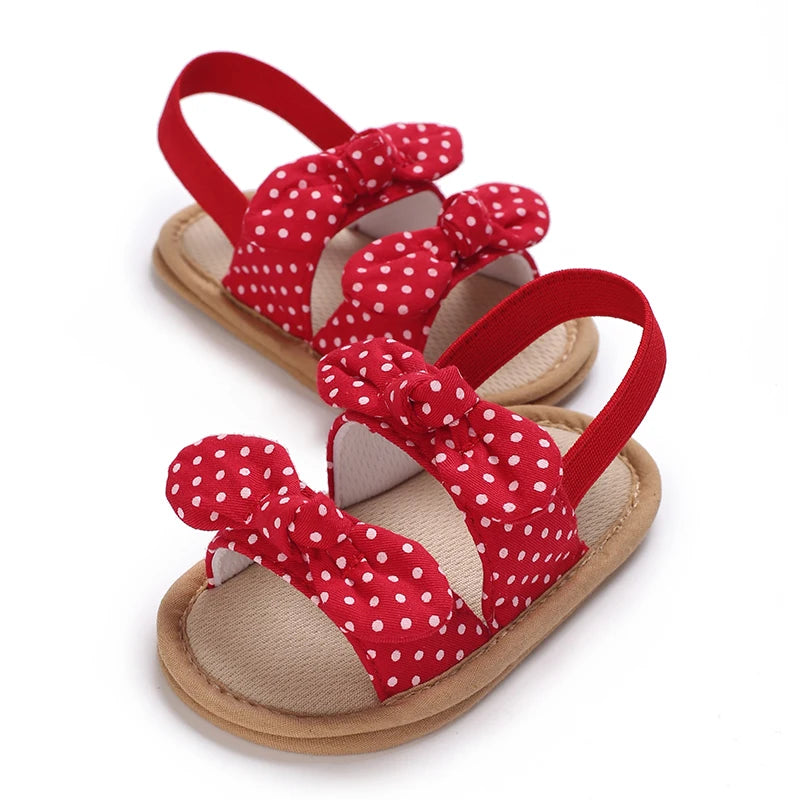 Summer baby girl sandals red festive and cute flower baby shoes soft rubber soles comfortable and casual baby walking shoes