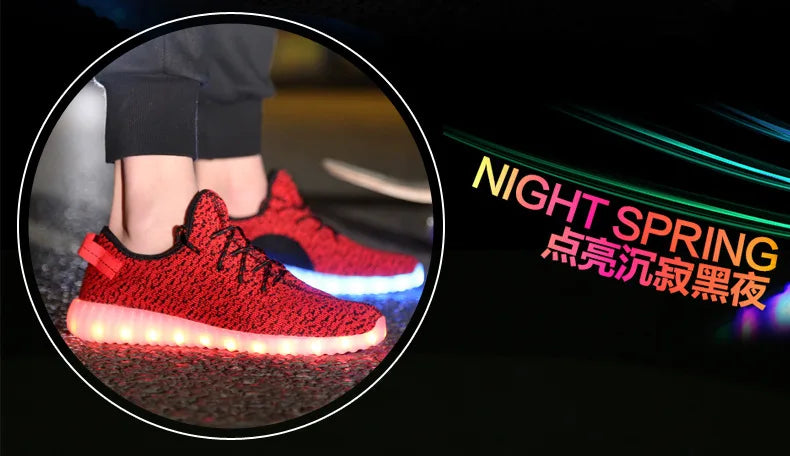 Men & Women LED  Shoes USB Rechargeable Breathable Fashion Adult Sneakers Large Size 35-46