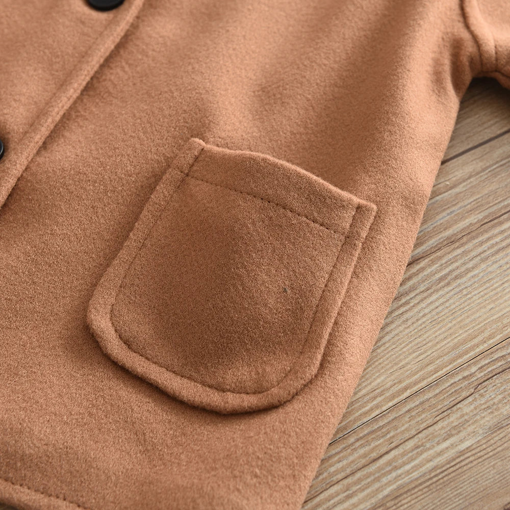 Bear Leader Baby Boys Woolen Jacket Long Double Breasted Warm Infant Toddler Lapel Tweed Coat 2023 Autumn Winter Outerwear Coats