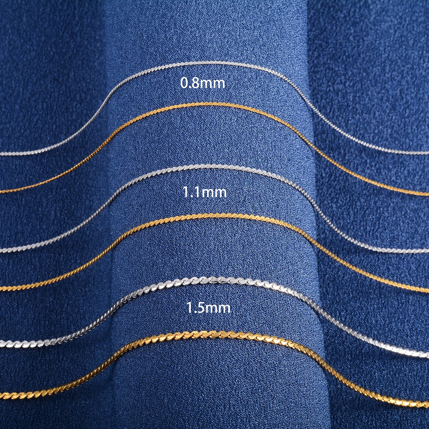 0.8/1.1/1.5mm Thin Necklace for Women Ladies Dainty Cable S Chain on Neck Collar Choker Stainless Steel Jewelry Accessories Gift