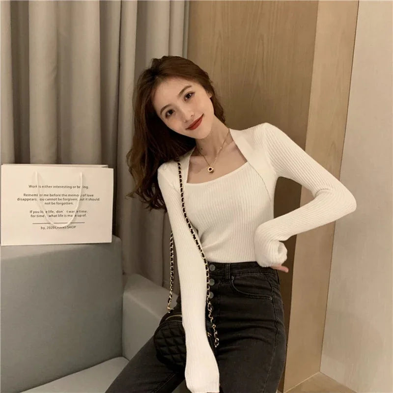 Women pullover sweater autumn long sleeve pullover basic top fashion elastic female winter solid knitted jumper