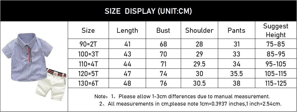 Summer Children Baby Clothes Short Sleeve Striped Shirt Pants Gentlemen Elegant Suit Kids Tracksuit For Toddler Boys Casual Sets