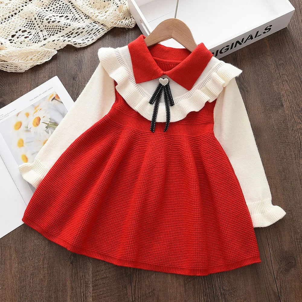 Melario Girls Dress Girls Kids Princess Party Sweater Knitted Dress Autumn Winter Christmas Costume Children Clothes 2-6 Years