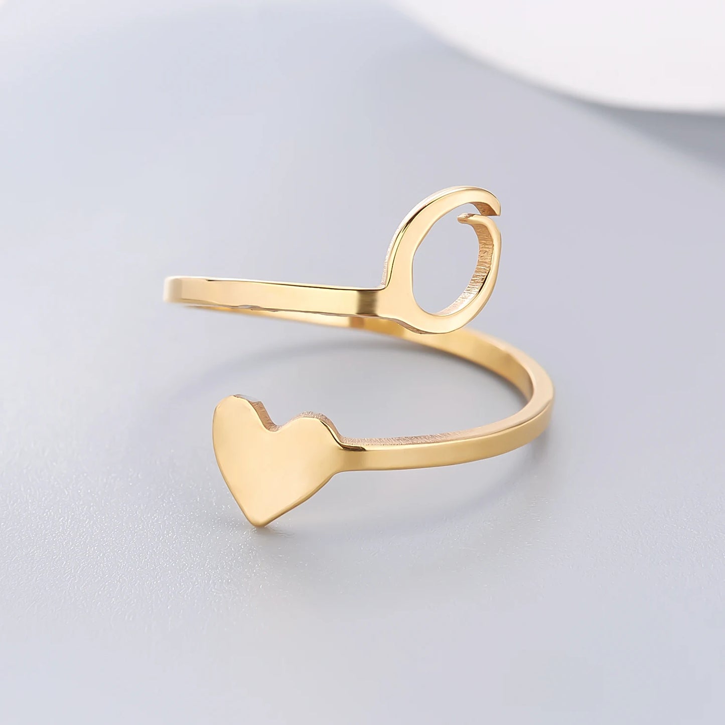 Simple Romantic Heart and Letter Rings A-Z 26  Alphabet Initials Ring For Women Opening Finger Ring Party Jewelry Birthday Gift