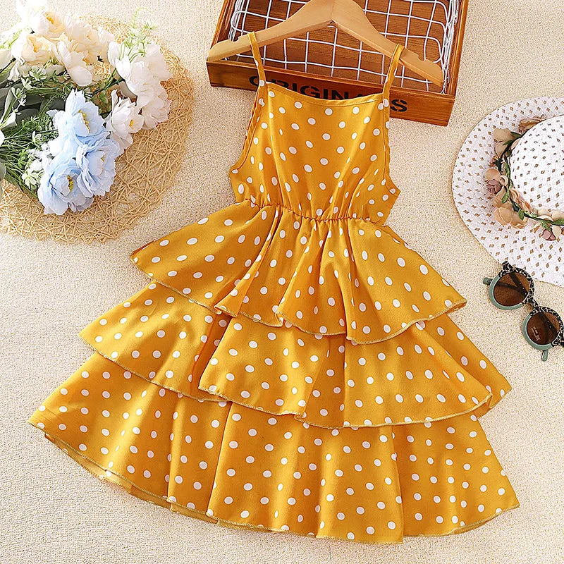 Dress Kids Girls 4-12 Years Black Polka Dot Dress For Girls Stylish Girls Vacation Holiday Clothes Kids Clothes Dress