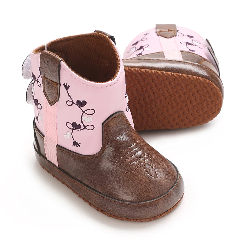 Baby Little Boots Soft PU and Cotton High Quality 2024 New Style Spring and Autumn Prewalking Shoes for Boys and Girls