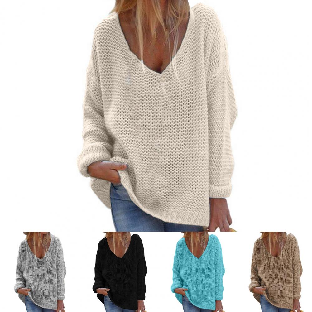 Trendy Autumn Sweater Comfortable Knitted Top Casual Loose Fit Women Autumn Sweater  All-Match