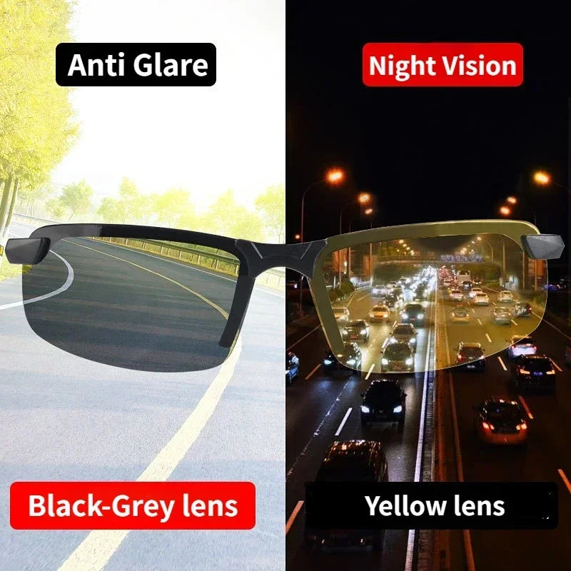 Men Night Vision Glasses for Driving Yellow Glasses PC Frame Sunglasses Outdoor Glasses To Handle At Night Anti Glare Gafas