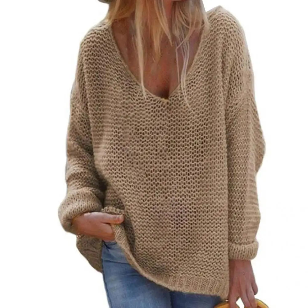 Trendy Autumn Sweater Comfortable Knitted Top Casual Loose Fit Women Autumn Sweater  All-Match