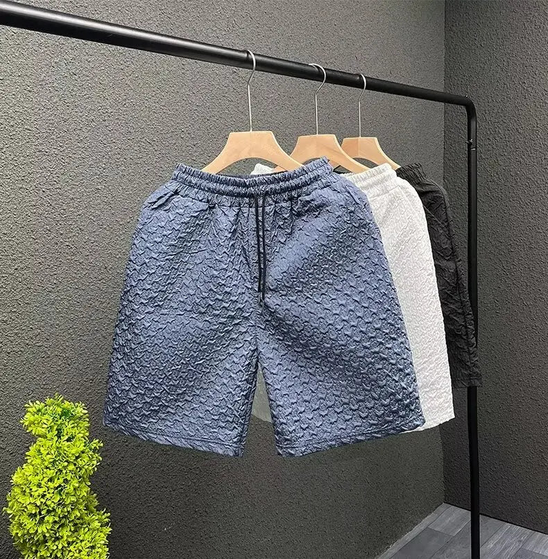 Summer Men's Beach Shorts Korean Fashion Sports Shorts Outdoor Casual Men's Clothing Exquisite Pattern Blue Shorts 2024 New