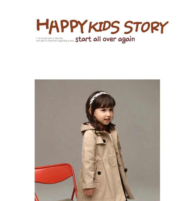 New Children Birthday Present Girls Sweatshirt Spring Autumn Long Style Hooded Coat For Girl Kids Jacket Red Windbreaker