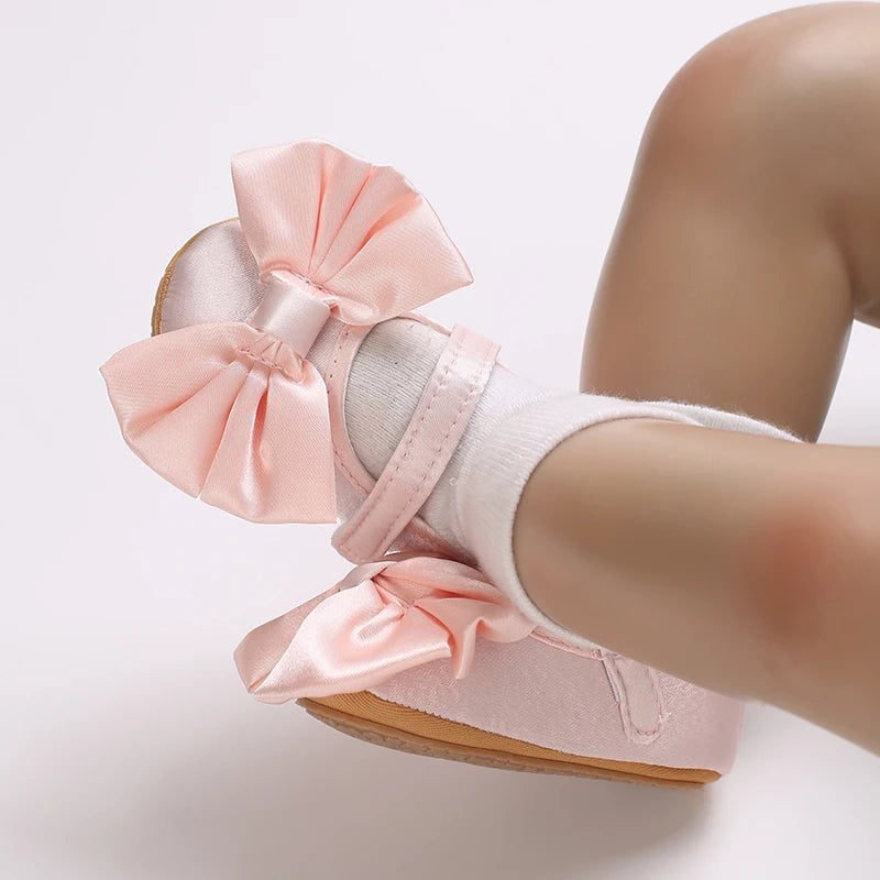 New Western-style Bow Princess Shoes For Infants And Young Children Aged 0-18 Months Soft And Non Slip Walking Shoes