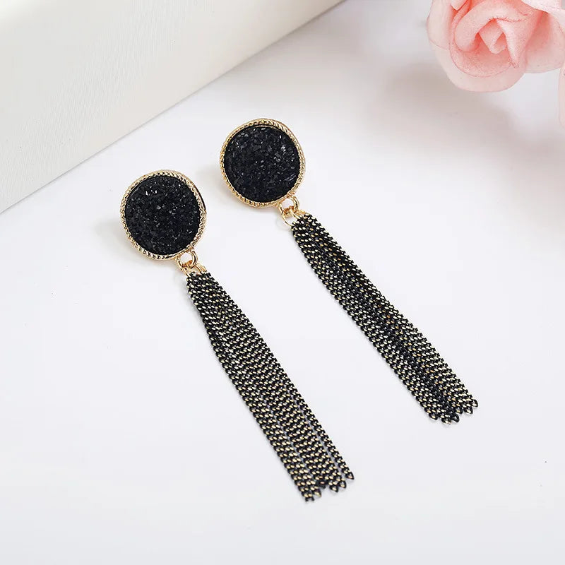 2022 New Gold Color Long Crystal Tassel Dangle Earrings for Women Wedding Drop Earring Fashion Jewelry Gifts