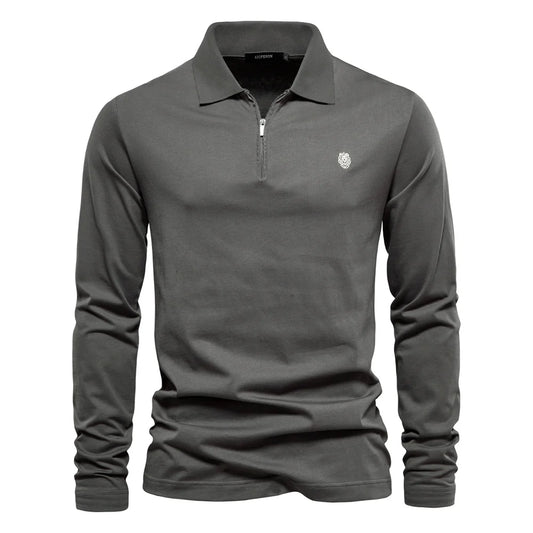 AIOPESON Brand Long Sleeve Men's Polo Shirts 100% Cotton Solid Color Casual Polo Shirts for Men New Sping Autumn Basic Polos Men