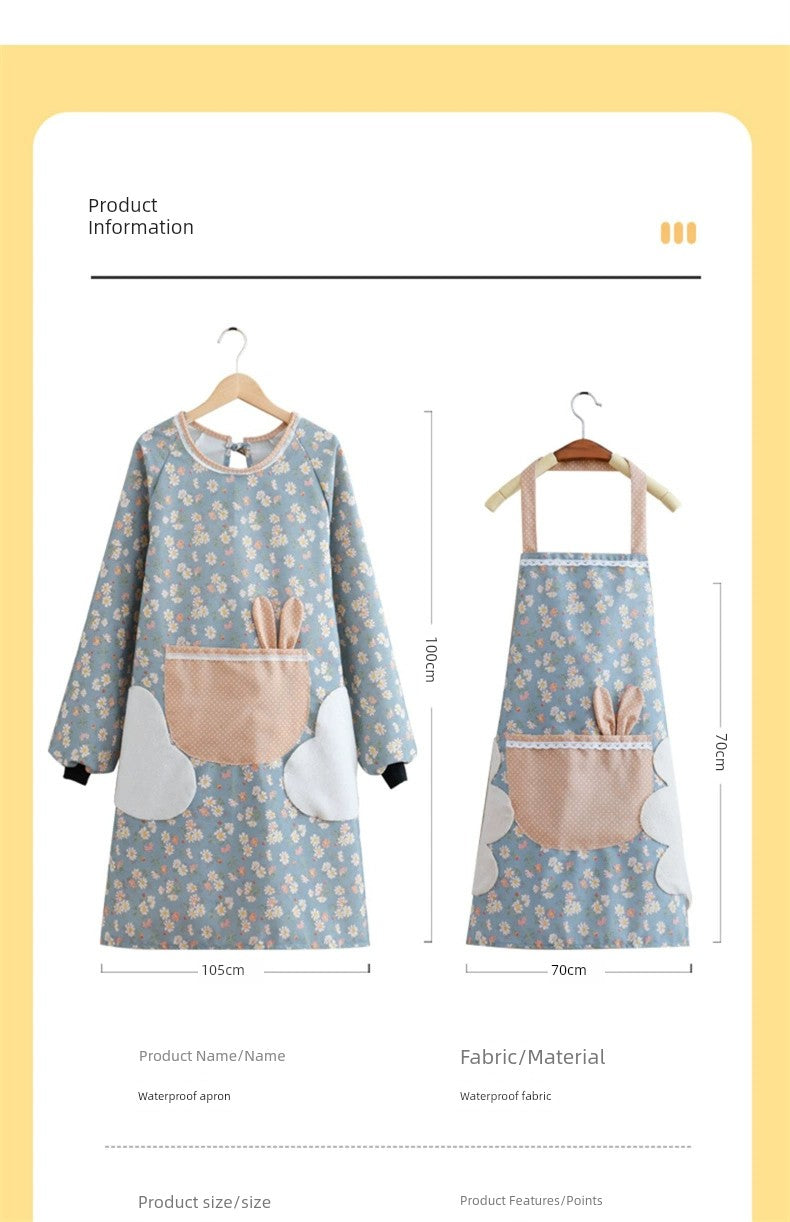 Internet Celebrity Household Kitchen Waterproof Fall and Winter Long Sleeve Apron