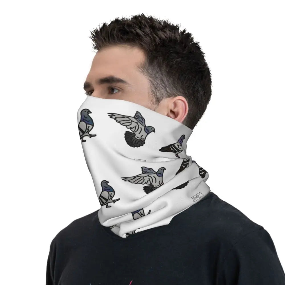 Pigeon Walk , Black Background Bandana Neck Cover Printed Magic Scarf Multifunction Cycling Scarf Running Unisex Adult Windproof