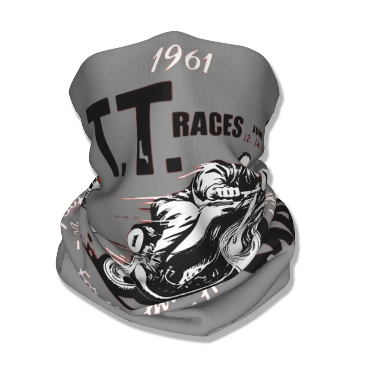 Isle Of Man TT 1961 Motorbike Bandana Neck Cover Printed Motorcycle Racing Balaclavas Wrap Scarf Headband Running Adult Washable