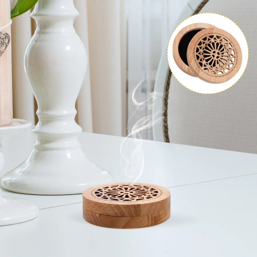 Solid Wood Aromatherapy Box Incense Holder Indoor Ornament Wooden Censer Cone Burner