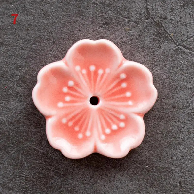 Cherry Blossom Incense Burner Home Ceramic Decor  Stick Holder Aromatherapy Censer Office Teahouse Ornament