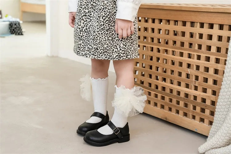 Spring and Autumn Children Cute Sweet Princess Fashion Bow Comfortable Breathable Calf Socks for Girls