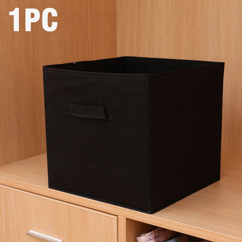 With Handle Storage Basket Non-woven Folding Fabric Storage Box Cube Bin For Children Toys Sundries Organizer Storage Bins