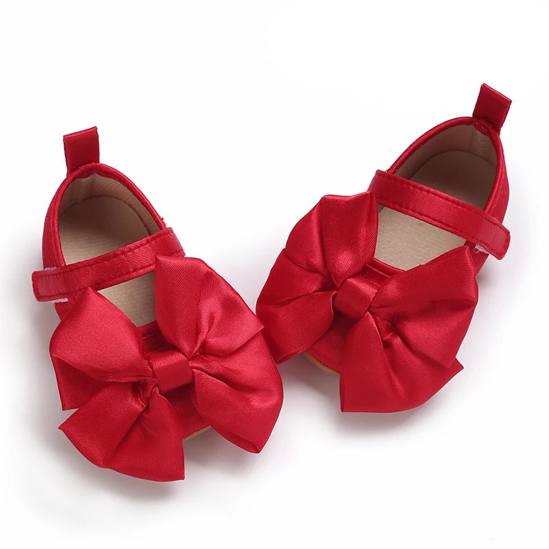 New Western-style Bow Princess Shoes For Infants And Young Children Aged 0-18 Months Soft And Non Slip Walking Shoes