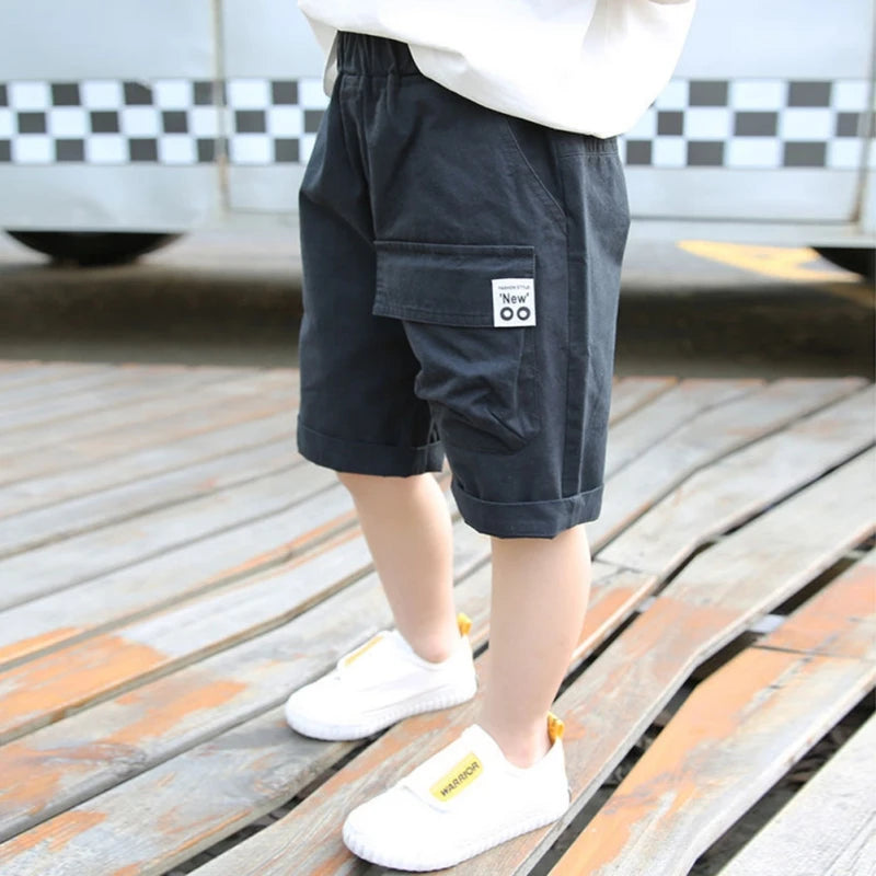 Kids Boy Shorts With Pocket Spring Summer Trousers Cotton Elastic Waist Fashion Short Pants Children Clothes