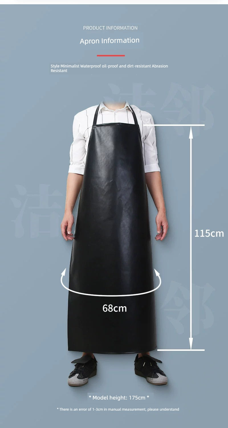 Black Oil-Proof Halterneck Pu For Home Aquatic Products Thickened Apron