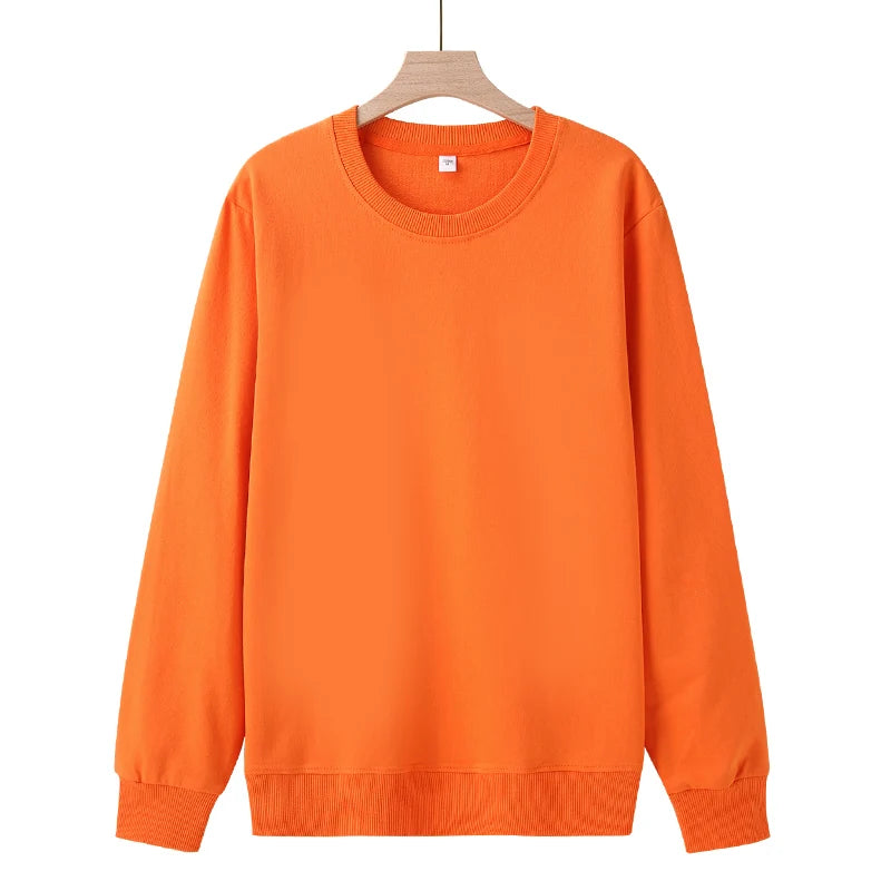 Round Necked Hoodie Loose Solid Color Spring Autumn Winter Men And women's Plush And Thick Versatile Top Sweatshirts Pullover