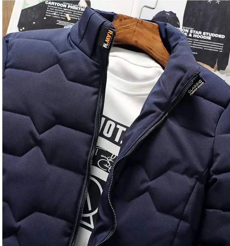 New Winter Warm Coats Jacket Long Sleeve Cotton-padded Jacket Zipper Jacket Men's Stand-up Collar Jacket Plus Size Cotton Jacket