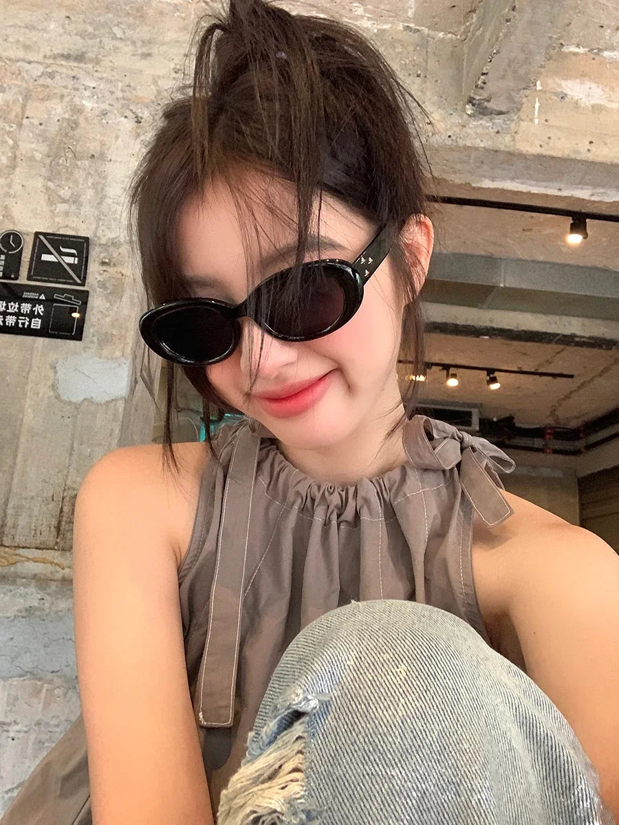 Y2K Retro Cat Eye Small Square Sunglasses Women Girls  Sunglass Fashion Eye Glasses Mirror Goggles Men Punk Sports Sunglasses