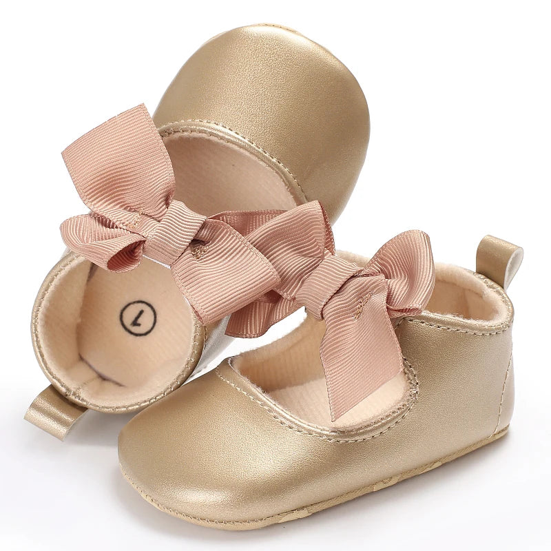 Fashionable Series Baby Shoes Girl Baby Cute Bow PU Princess Shoes Soft Cloth Sole Comfortable Walking Shoes Spring and Autumn