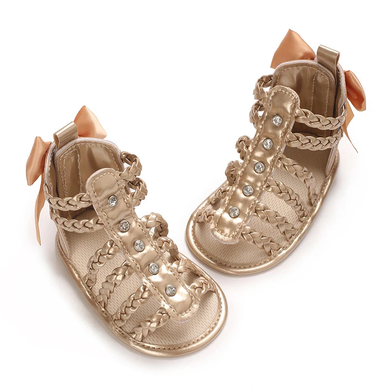 0-18M Girls' Baby Shoes Fashionable Classic Gold Theme Princess Shoes Soft Sole Comfortable Baby Walking Shoes