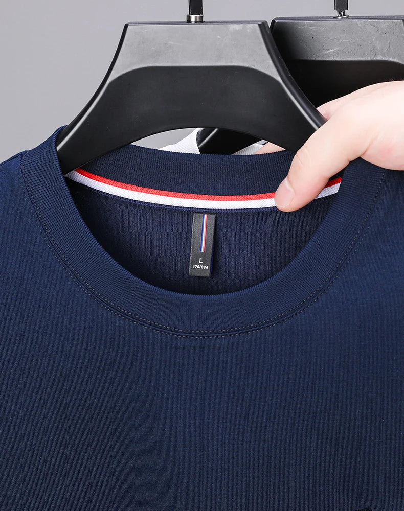 100% cotton long sleeve T-shirt men's spring new trend Korean version fashion dog embroidery design casual round neck T-shirt