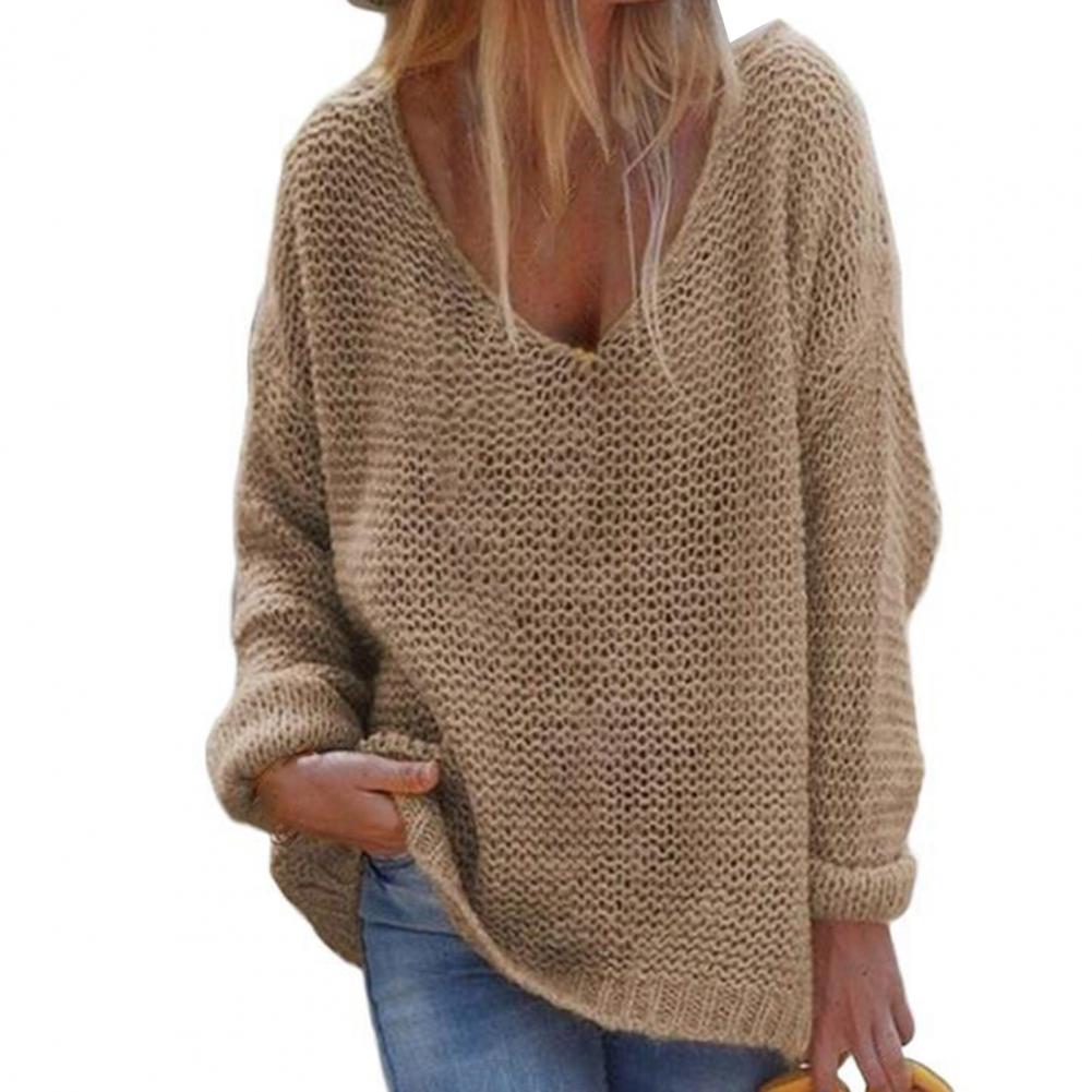 Trendy Autumn Sweater Comfortable Knitted Top Casual Loose Fit Women Autumn Sweater  All-Match