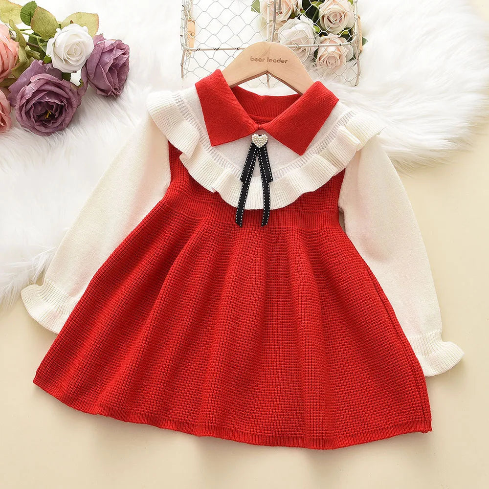 Melario Girls Dress Girls Kids Princess Party Sweater Knitted Dress Autumn Winter Christmas Costume Children Clothes 2-6 Years