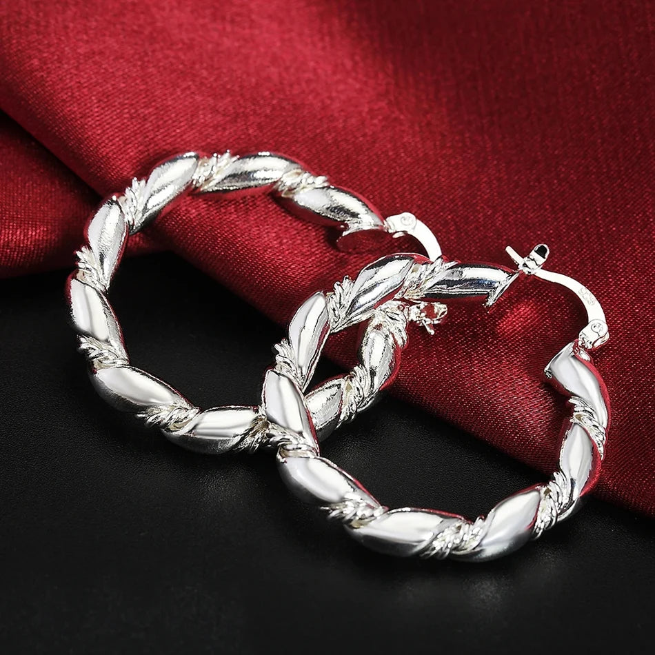 Hot new High quality 925 Sterling Silver hoop Earrings for Woman fashion party wedding Jewelry elegant Christmas Gifts