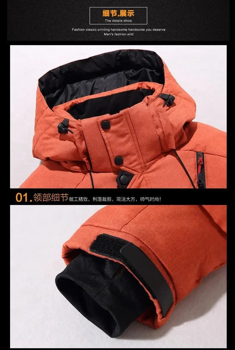 Thick Down Jacket with Collar for Men, Warm Parka, Casual Coat, Waterproof, Winter,-30 Degrees, Size 5XL