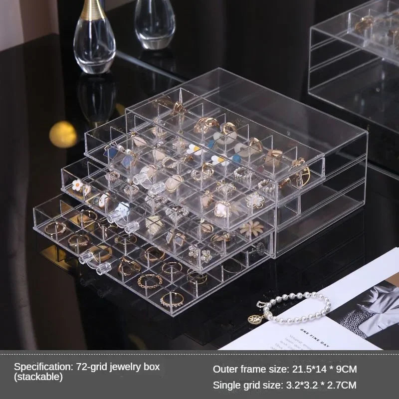 31/72/79/120 Grids Earring Earbuds Storage Boxes Acrylic Jewelry Organizer Stackable Nail Art Diamond Display Stand Drawer