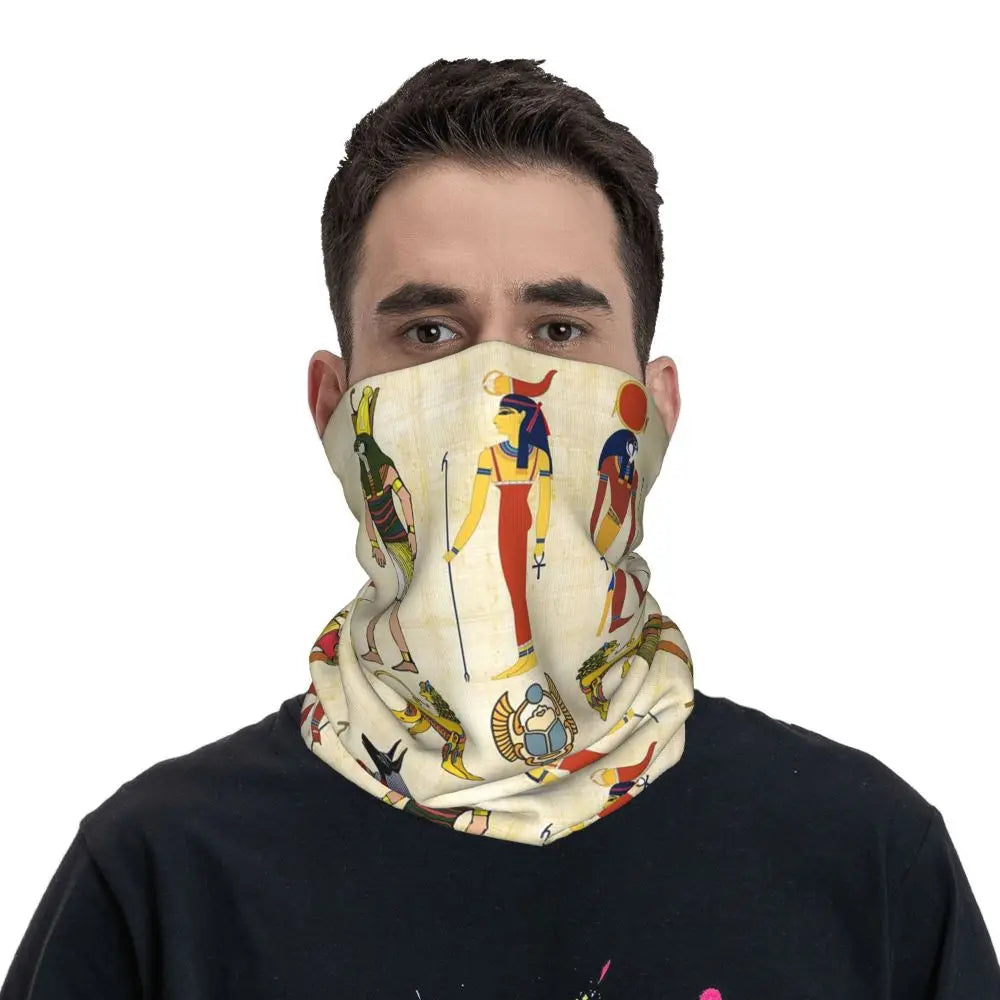 Egyptian Gods And Pharaohs Bandana Neck Gaiter Printed Mask Scarf Multifunction Headwear Running Unisex Adult Winter