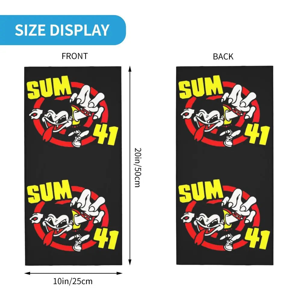 Sum 41 Band Bandana Neck Gaiter Printed Mask Scarf Multifunctional Headwear Running for Men Women Adult Breathable