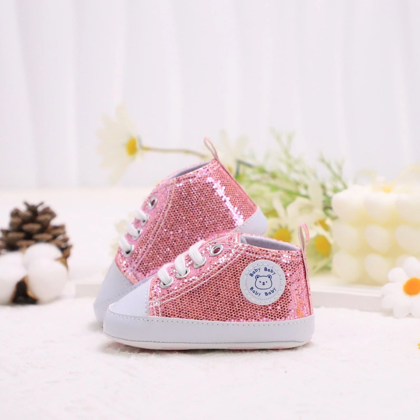 Trendy Comfortable Sequin Sneakers For Baby Boys, Lightweight Non Slip Shoes For Indoor Outdoor Walking, Spring And Autumn