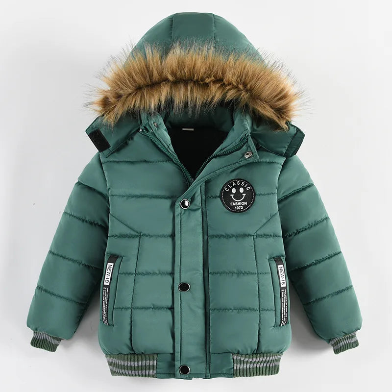 2 3 4 5 6 Years Winter Baby Boys Jacket Classic Keep Warm Fashion Girls Coat Hooded Zipper Outerwear Birthday Gift Kids Clothes